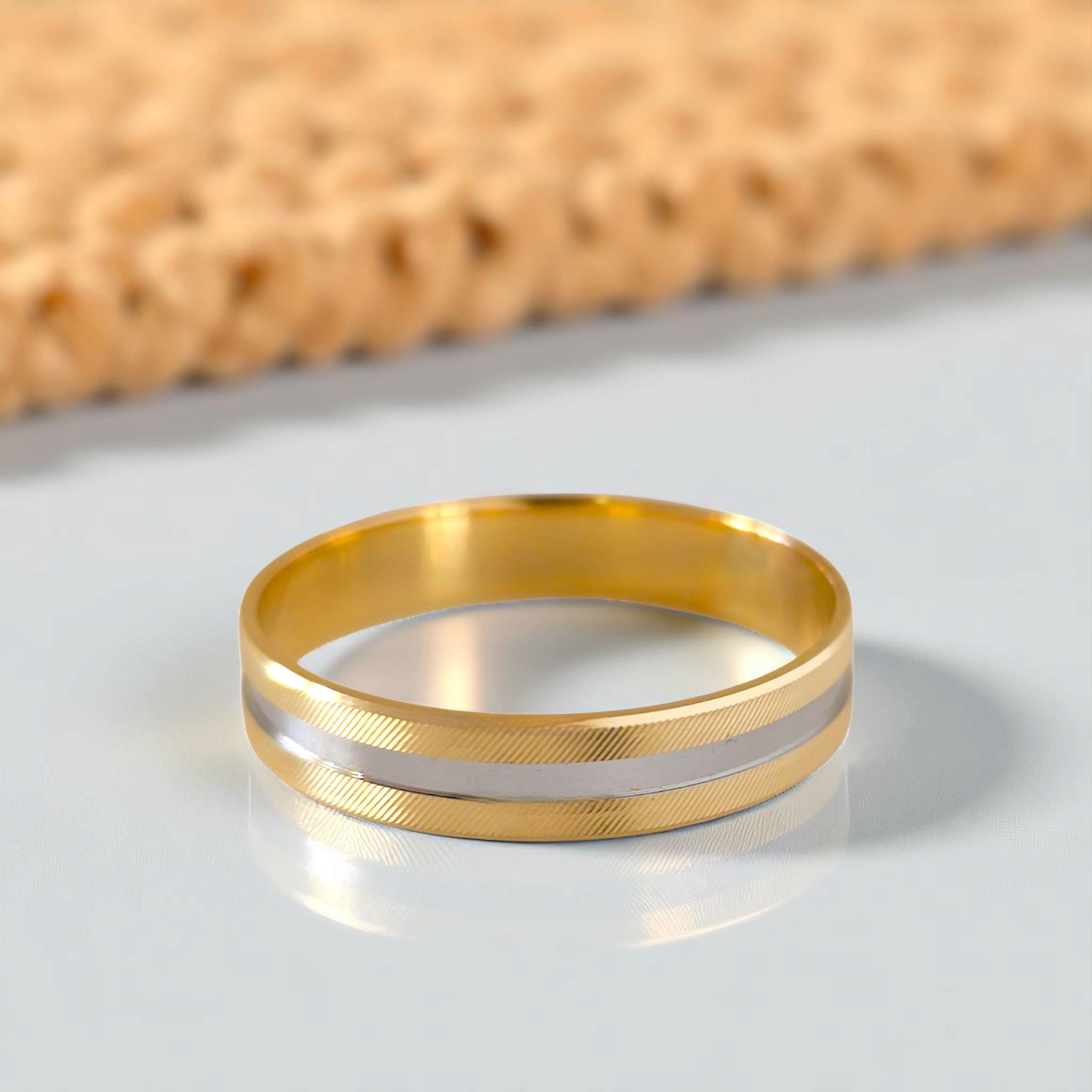 Aliança Bicolor 4mm Ouro