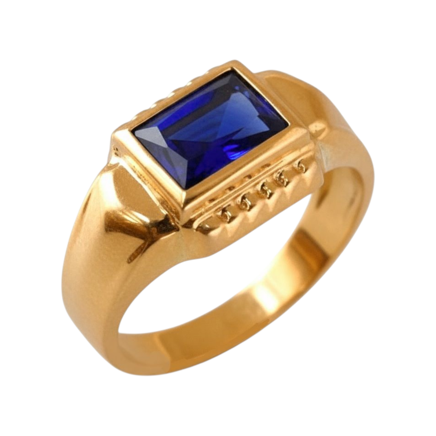 Anel Zircónia Azul Ouro