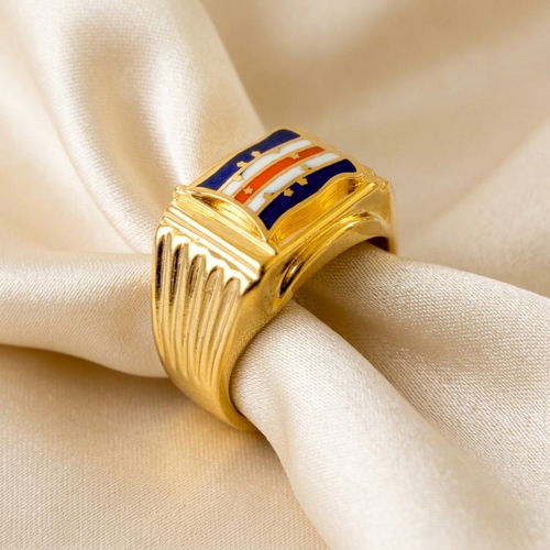 Bague drapeau CV, or