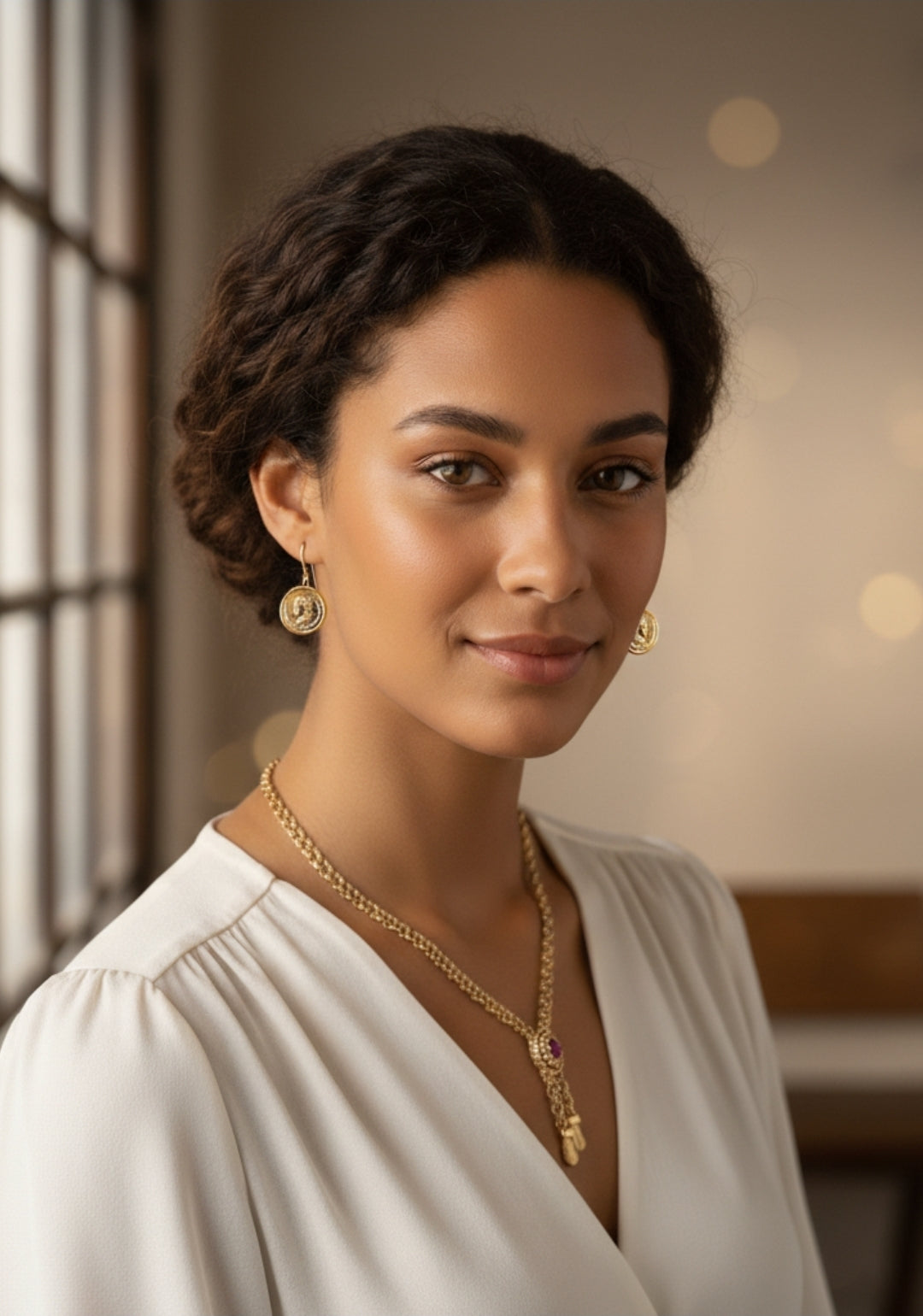 Des boucles d'oreilles en or 