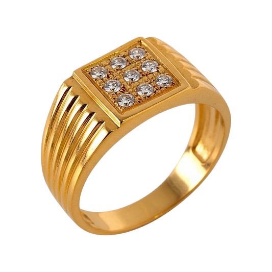 Anel Zircónias Ouro