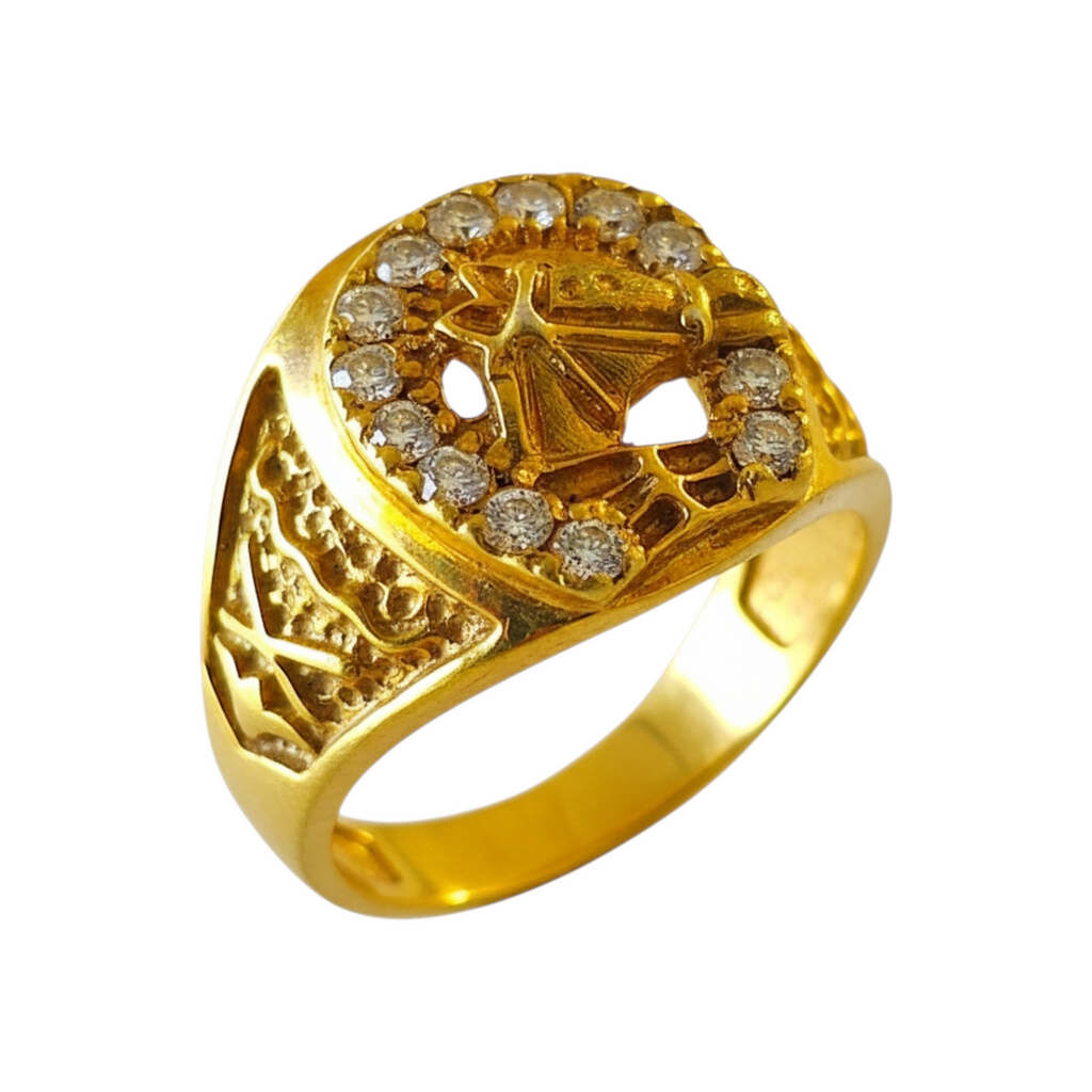 Bague en forme de fer à cheval en argent plaqué or