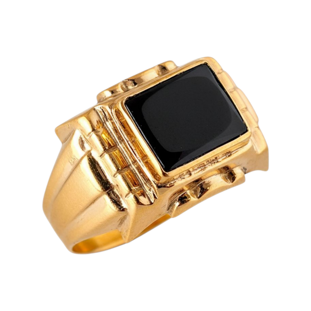 Bague Or Noir Zircone 