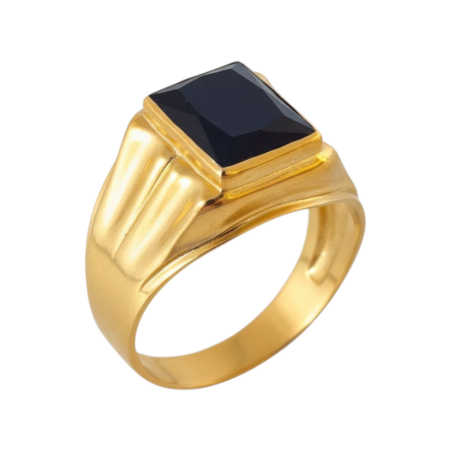 Anel Zircónia Preta Ouro