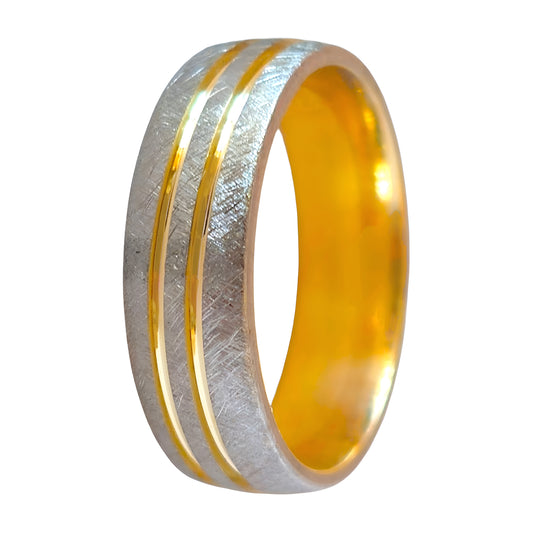 Aliança Bicolor 6mm Ouro