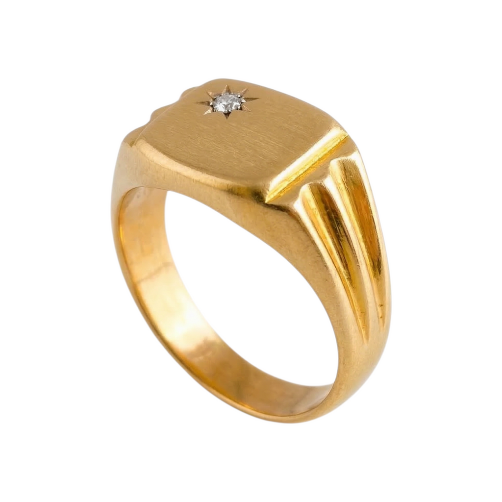 Corner Stone Ring with Gold