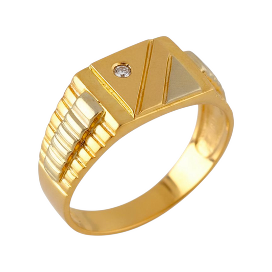 Anel Bicolor Zircónia Ouro