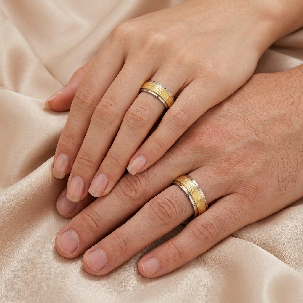 Aliança Bicolor 5mm Ouro