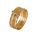 Gold Alliance Ring with 7 Cubic Zirconia