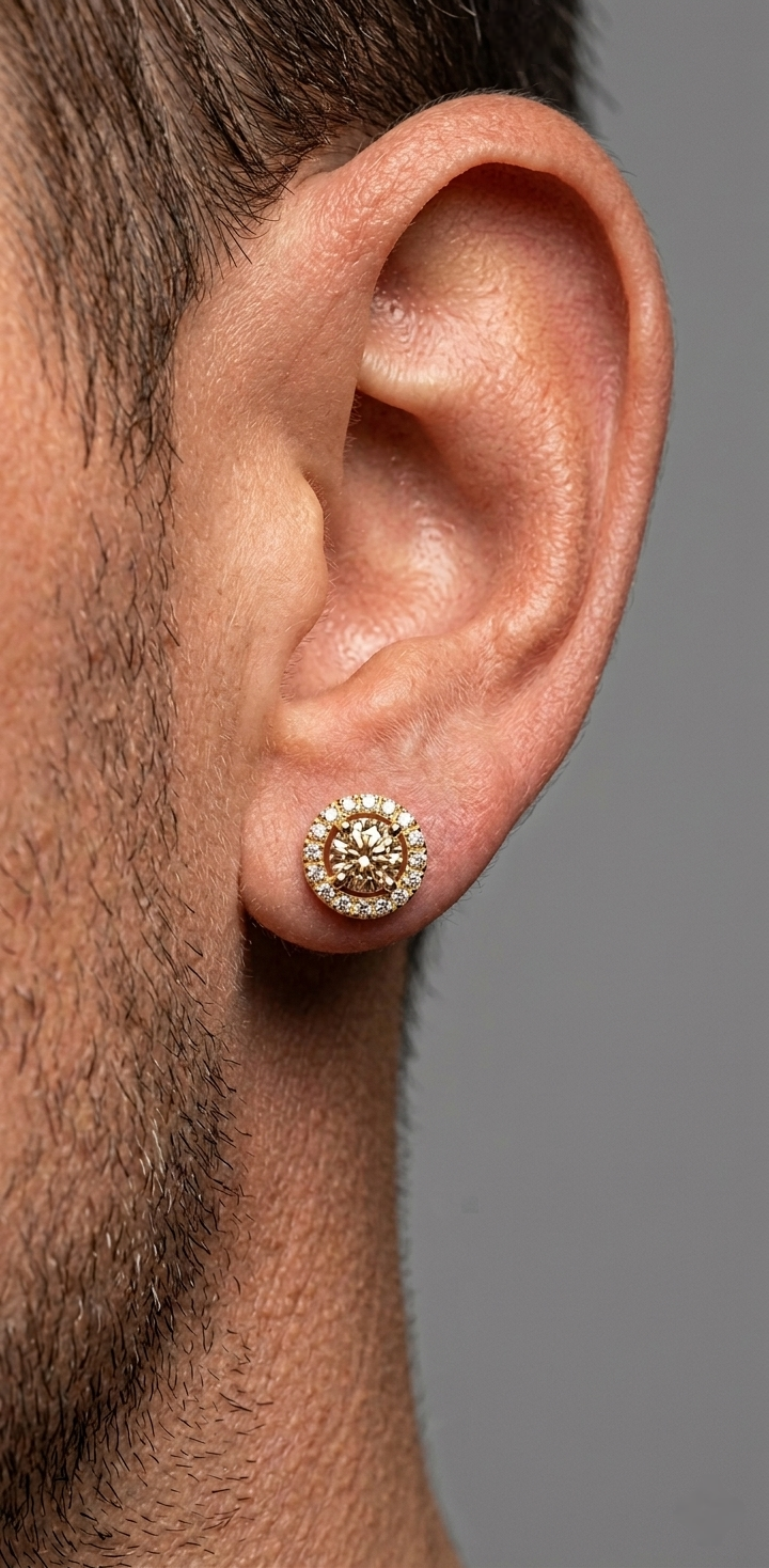 Des boucles d'oreilles en or 