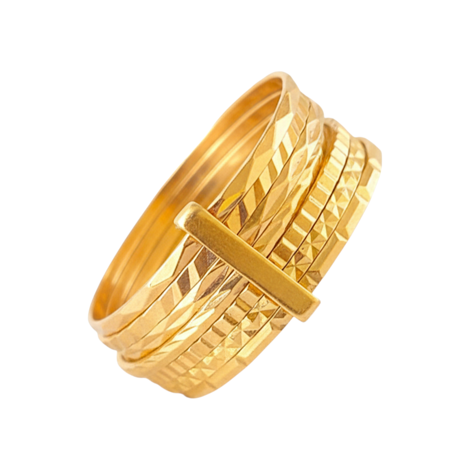 Bague Alliance en or avec 7 zircons cubiques