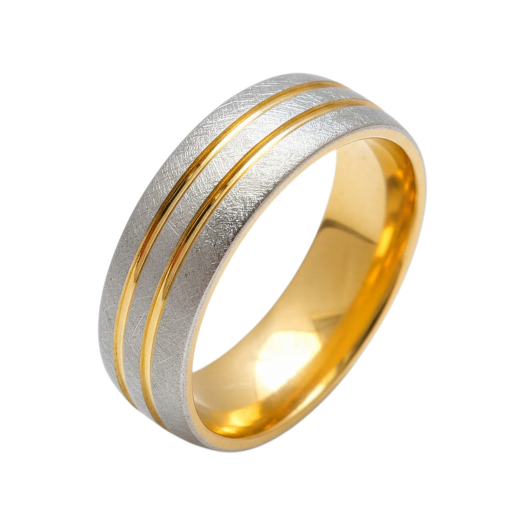 Alliance bicolore en or 6 mm