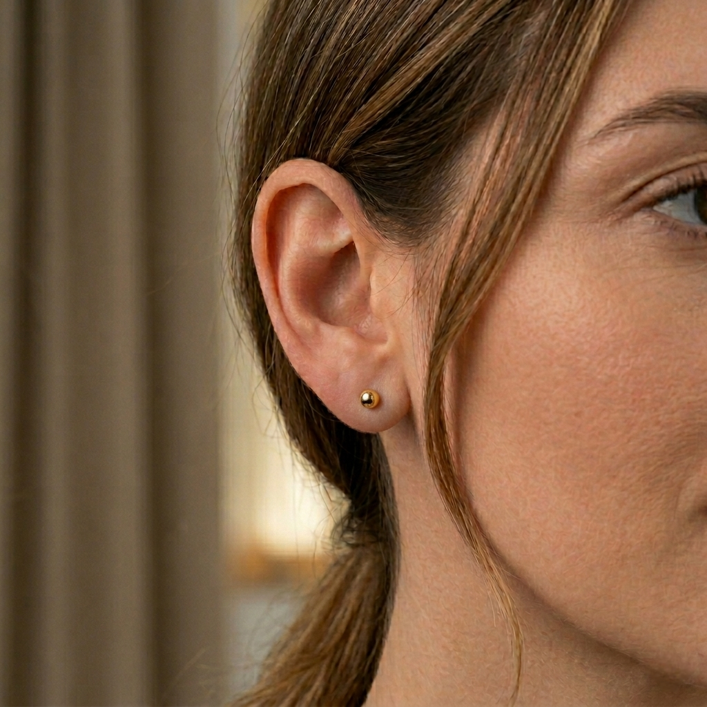Des boucles d'oreilles en or 
