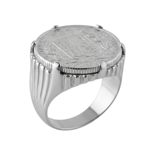 Anel Libra Brasão Prata Dourada