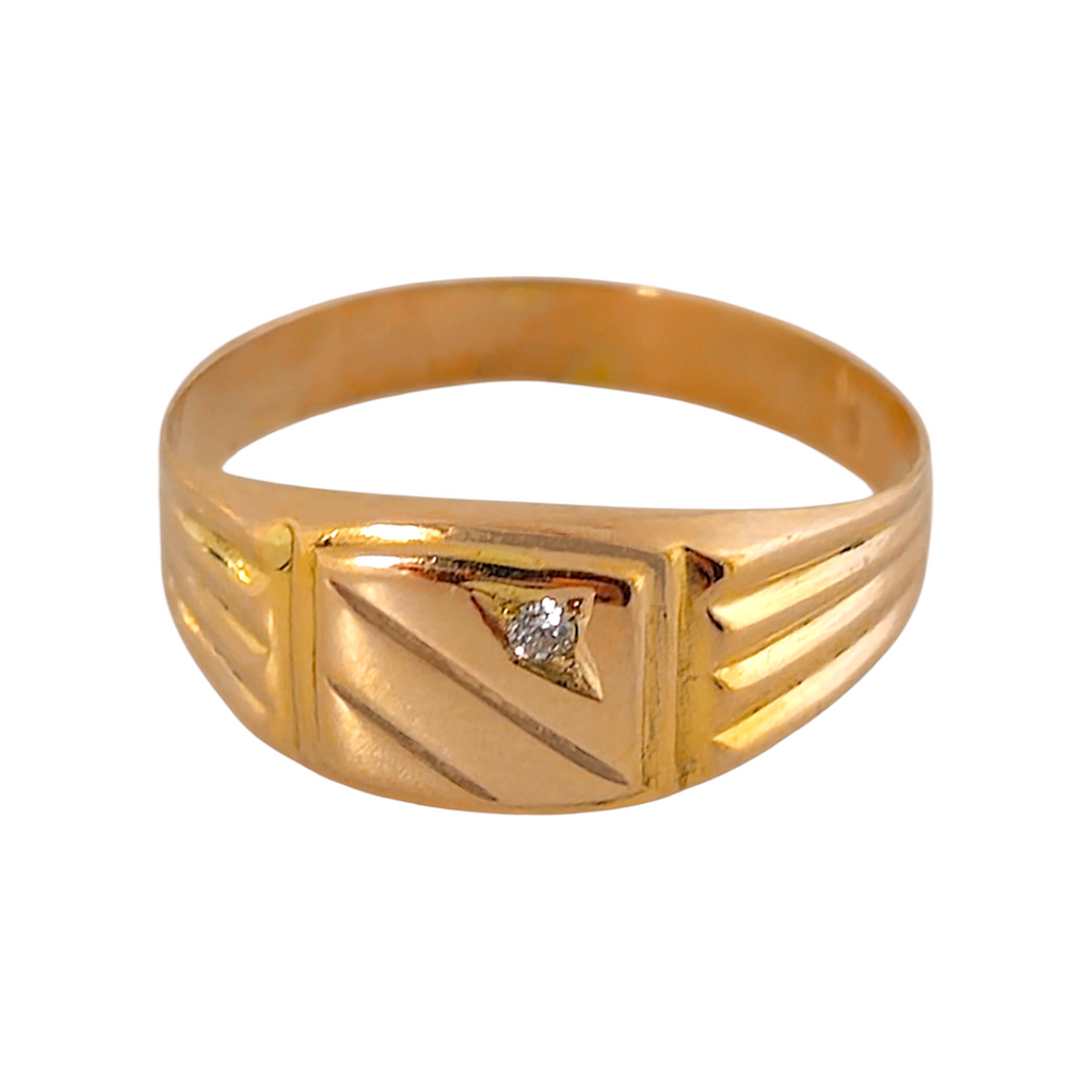 Bague d'angle en zircone dorée 