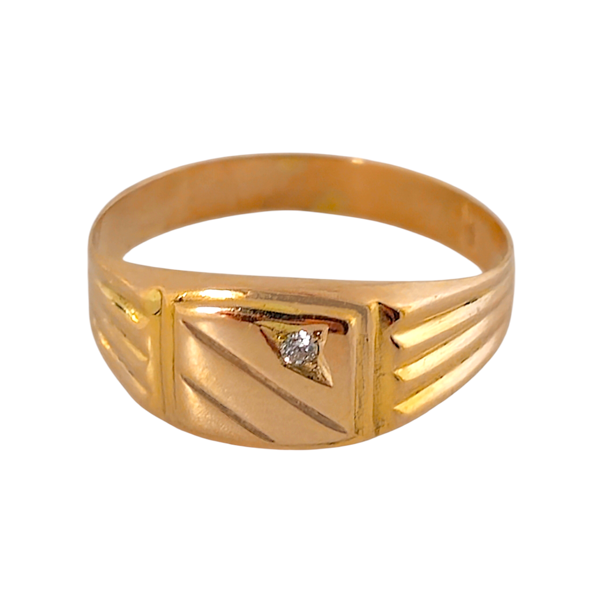 Bague d'angle en zircone dorée 