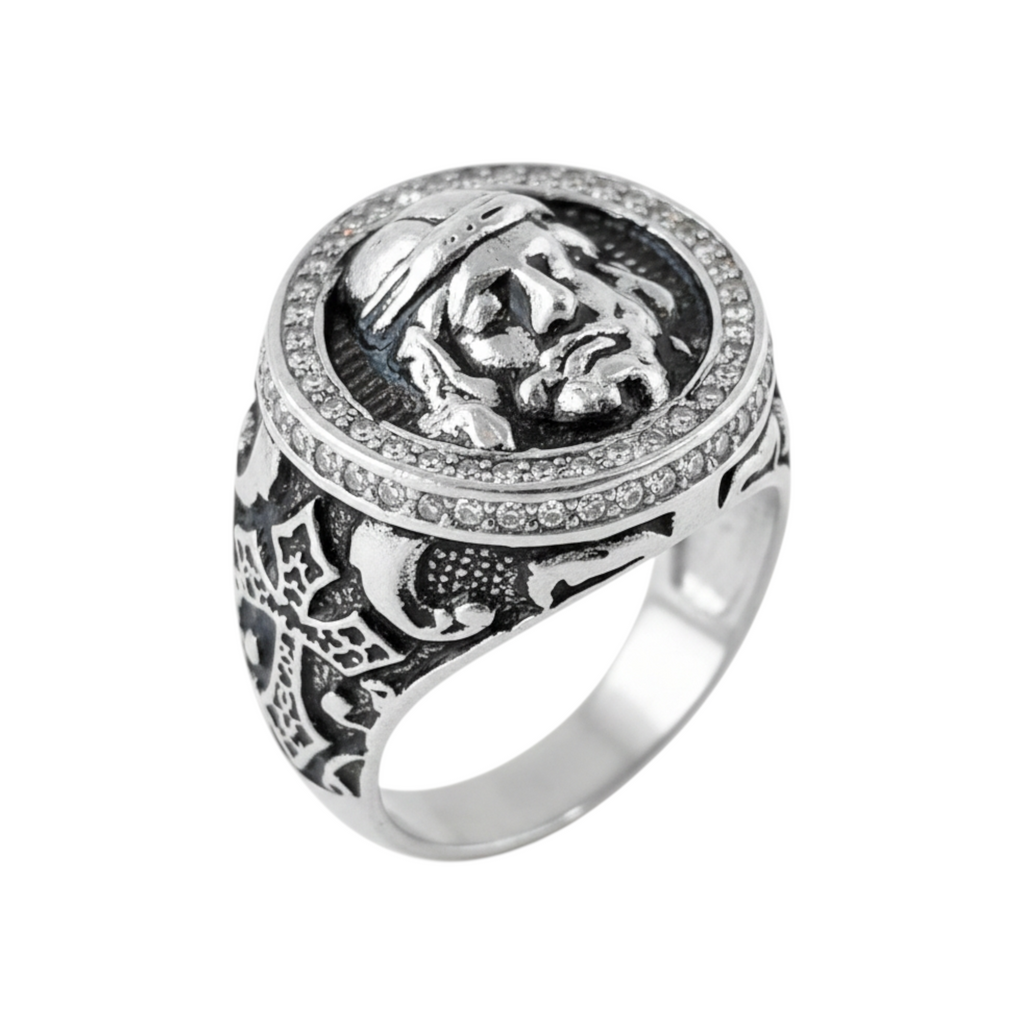 Anel Cara de Cristo Prata