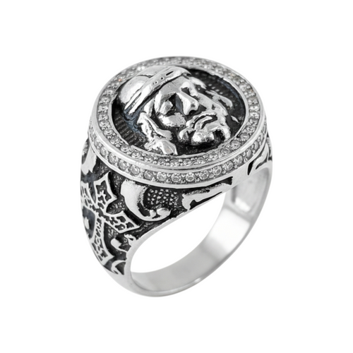Christ's Face Silver Ring