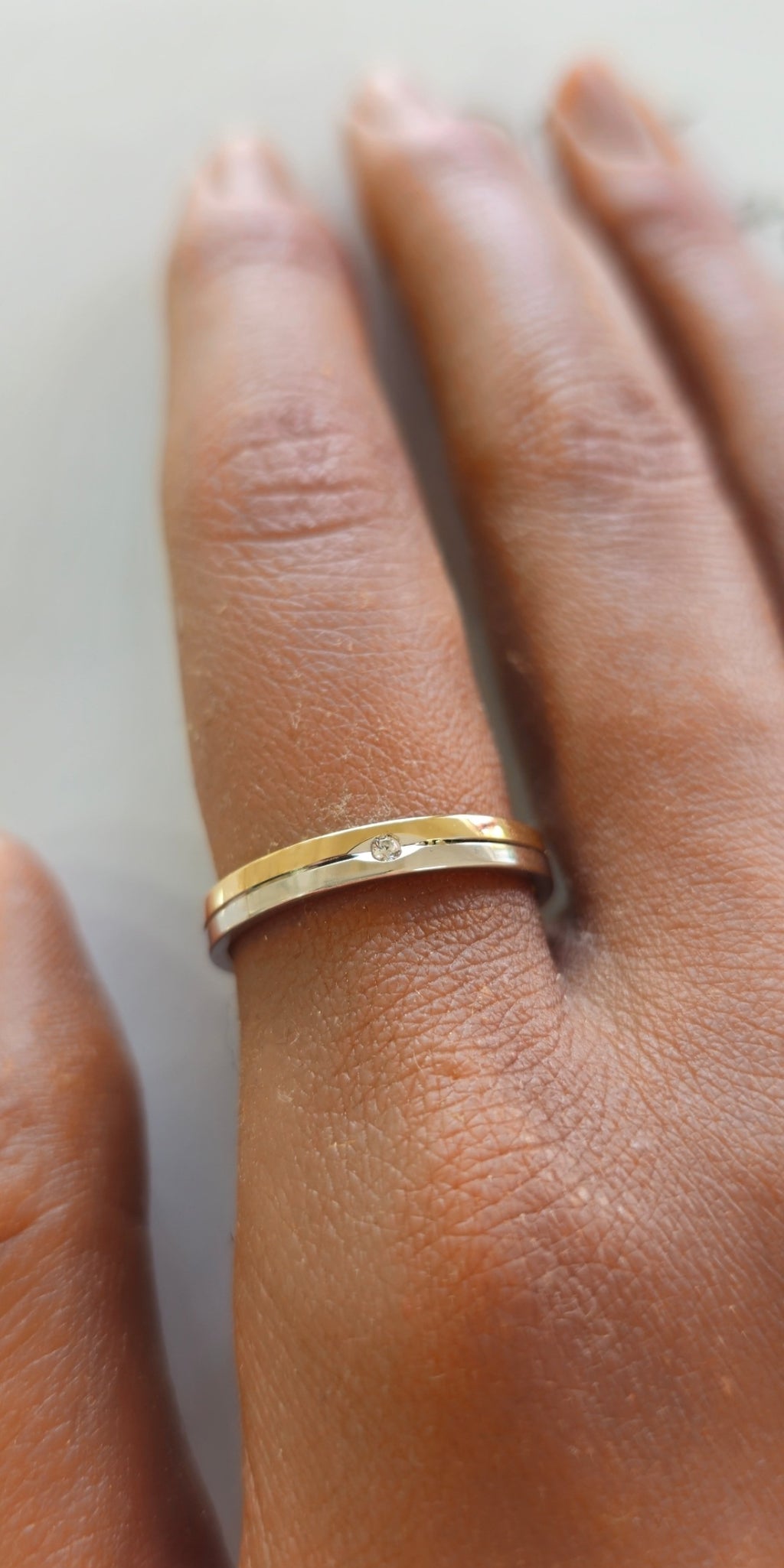 Aliança Bicolor 3mm Ouro