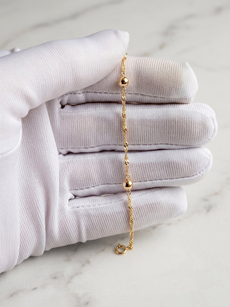 Pulseira C/Bolas Criança Ouro