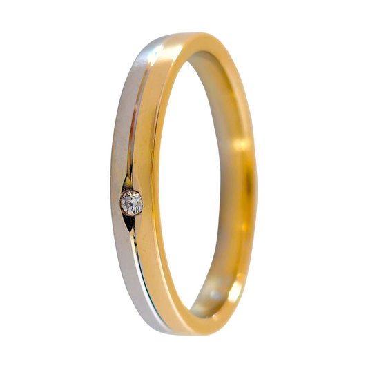 Aliança Bicolor 3mm Ouro