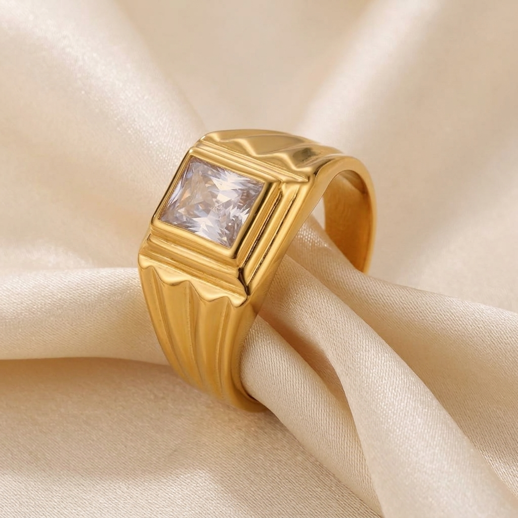 Bague Or Blanc Zircone 