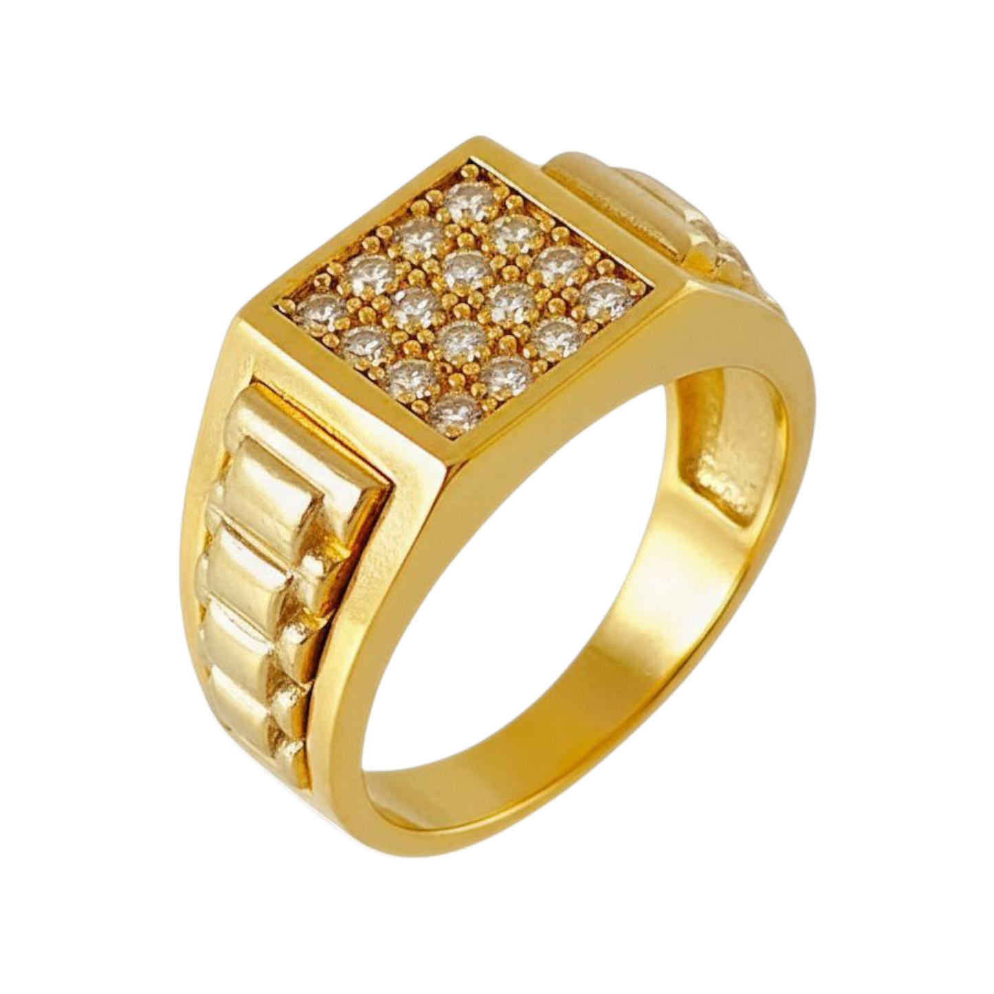 Anel Bicolor Zircónias Ouro