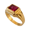 Bague Zircone Rouge Or 