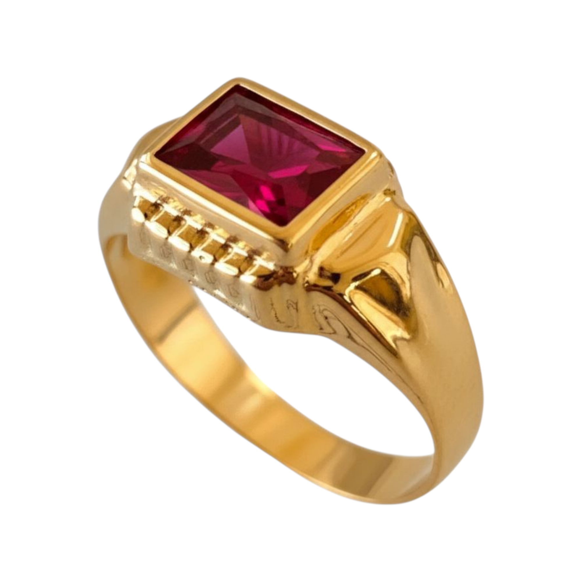 Bague Zircone Rouge Or 