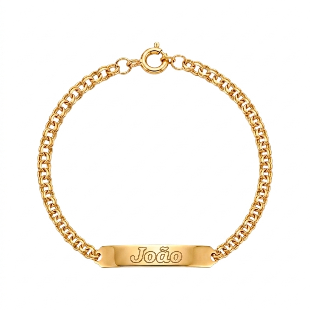 Pulseira C/Chapa Criança Ouro